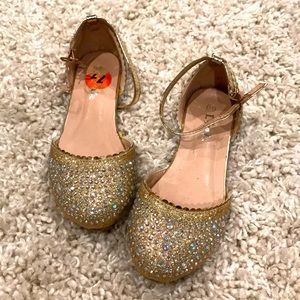 Gold bling dressy little girls shoes